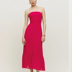 Reformation Strapless Fuchsia Maxi Dress